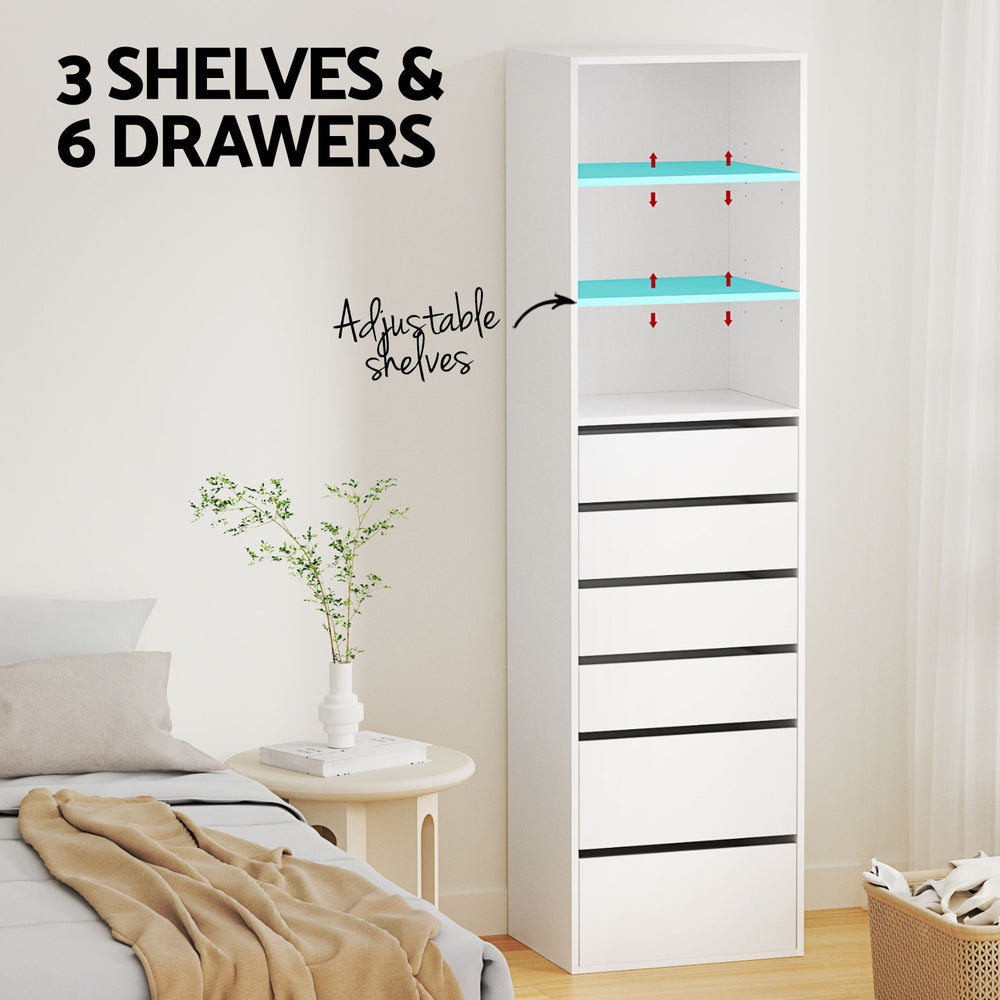 Artiss 6-Drawer Tallboy Cabinet in White — Modern Storage — Allure Home Collections