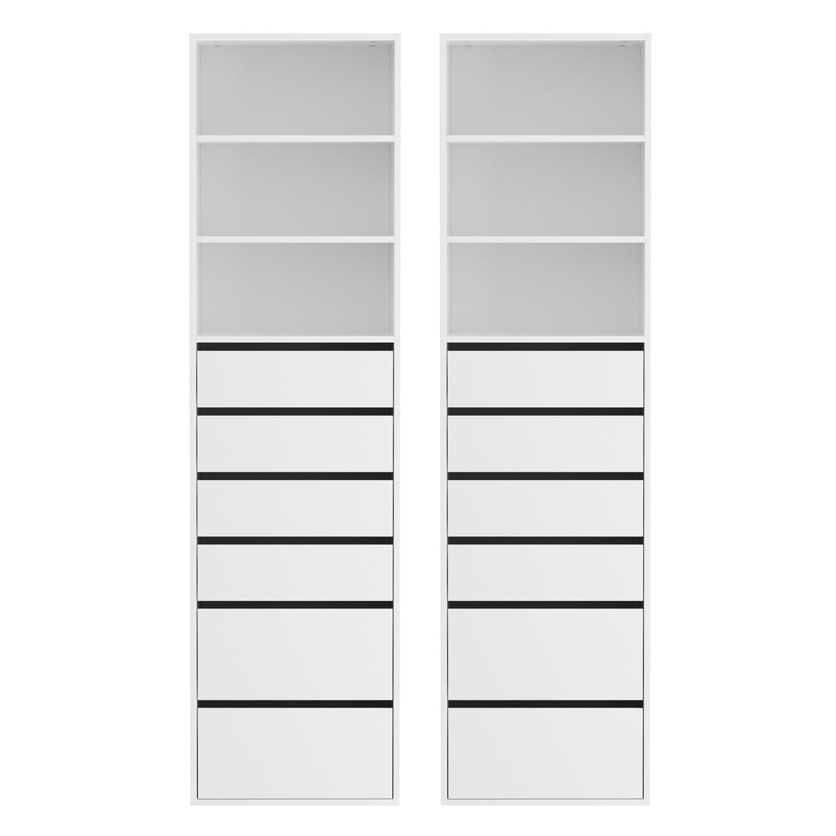 High Range 6 Drawer Tallboy, White 2pcs