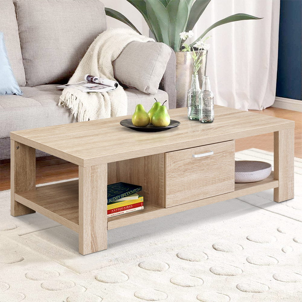 Wesburn oak wood coffee table in a modern living room