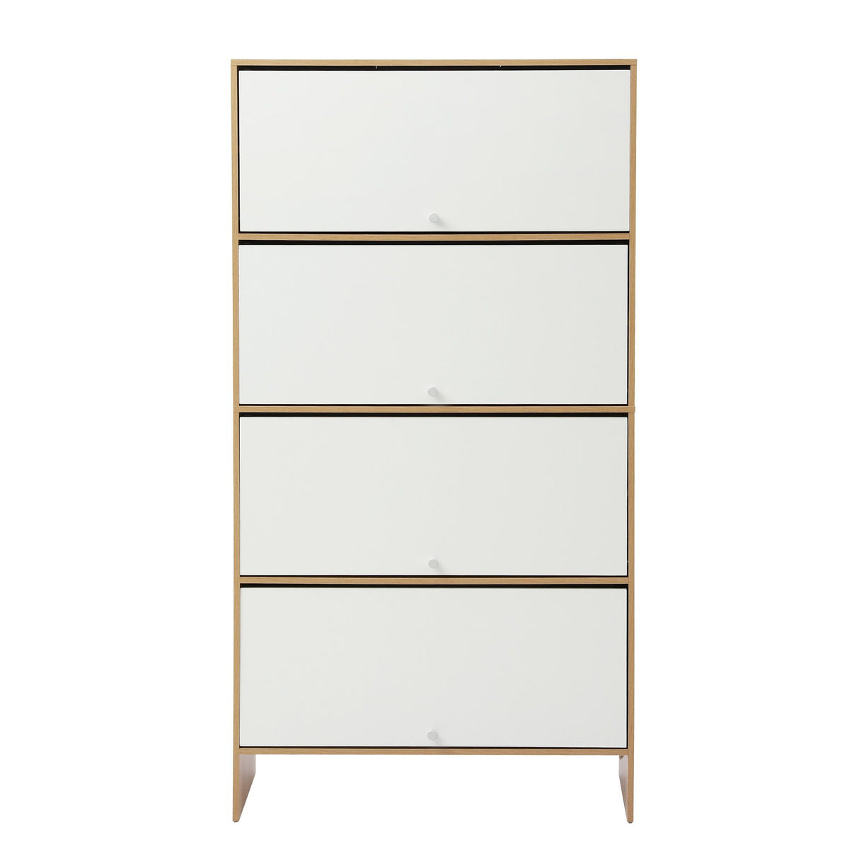 Navarre 8 Tier Narrow Shoe Cabinet, White and Pine image 4