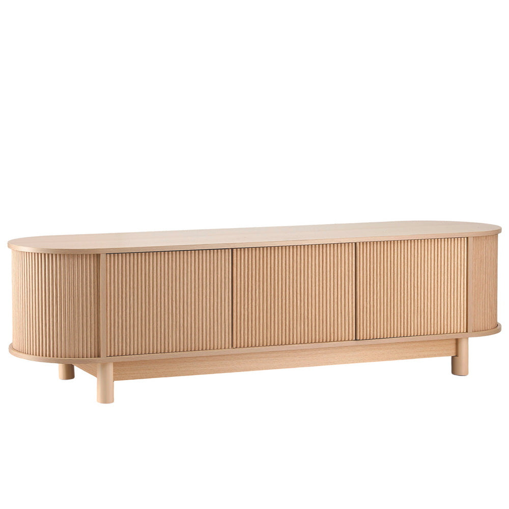 Taroona pine 160cm entertainment unit with fluted doors in a modern living room