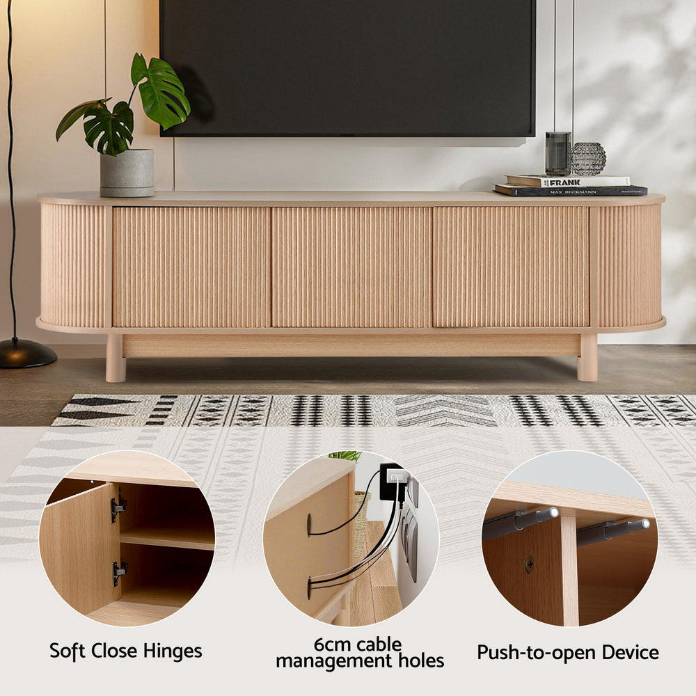 Taroona pine 160cm entertainment unit with fluted doors in a modern living room