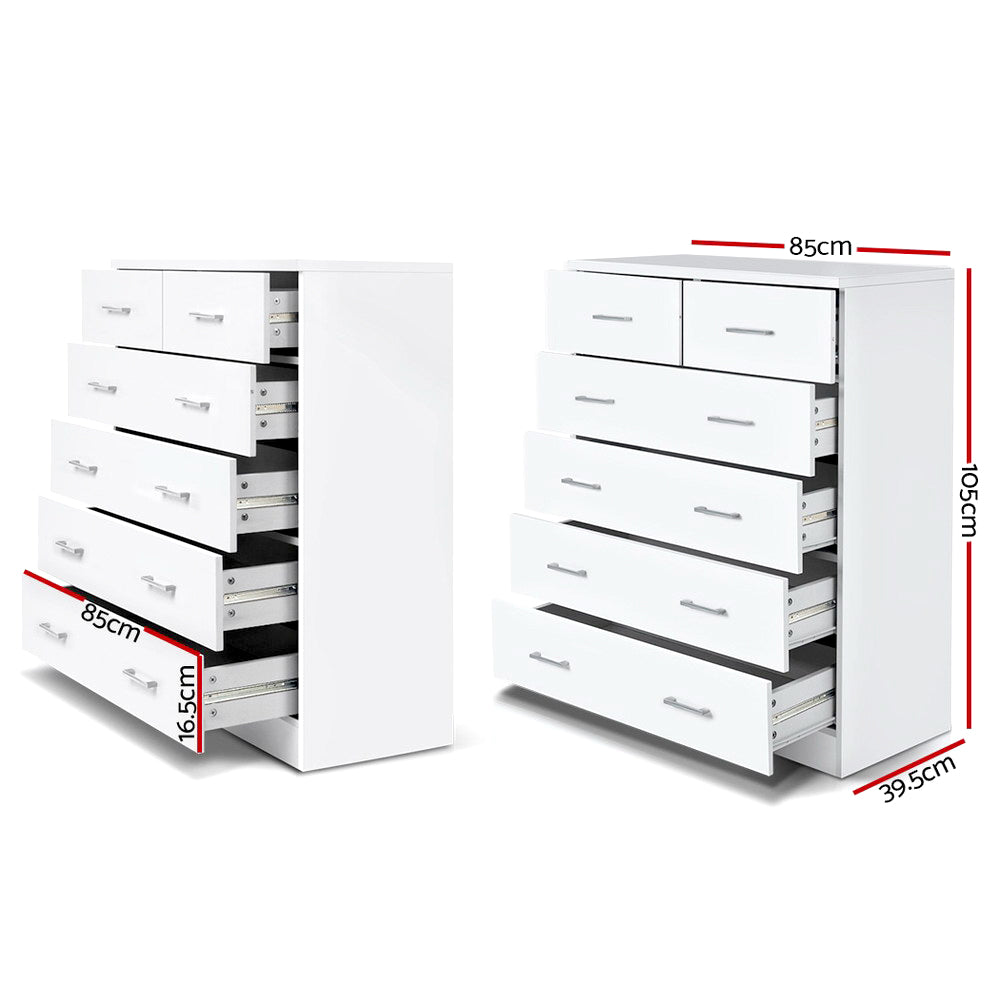 Yanderra 6 Drawer Tallboy, White
