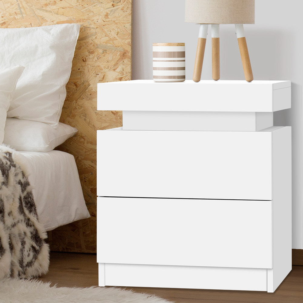 Empire Vale Lift Up Storage Bedside Table, White
