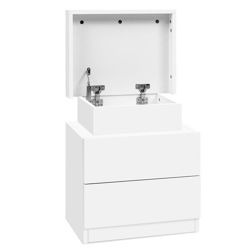 Empire Vale Lift Up Storage Bedside Table, White