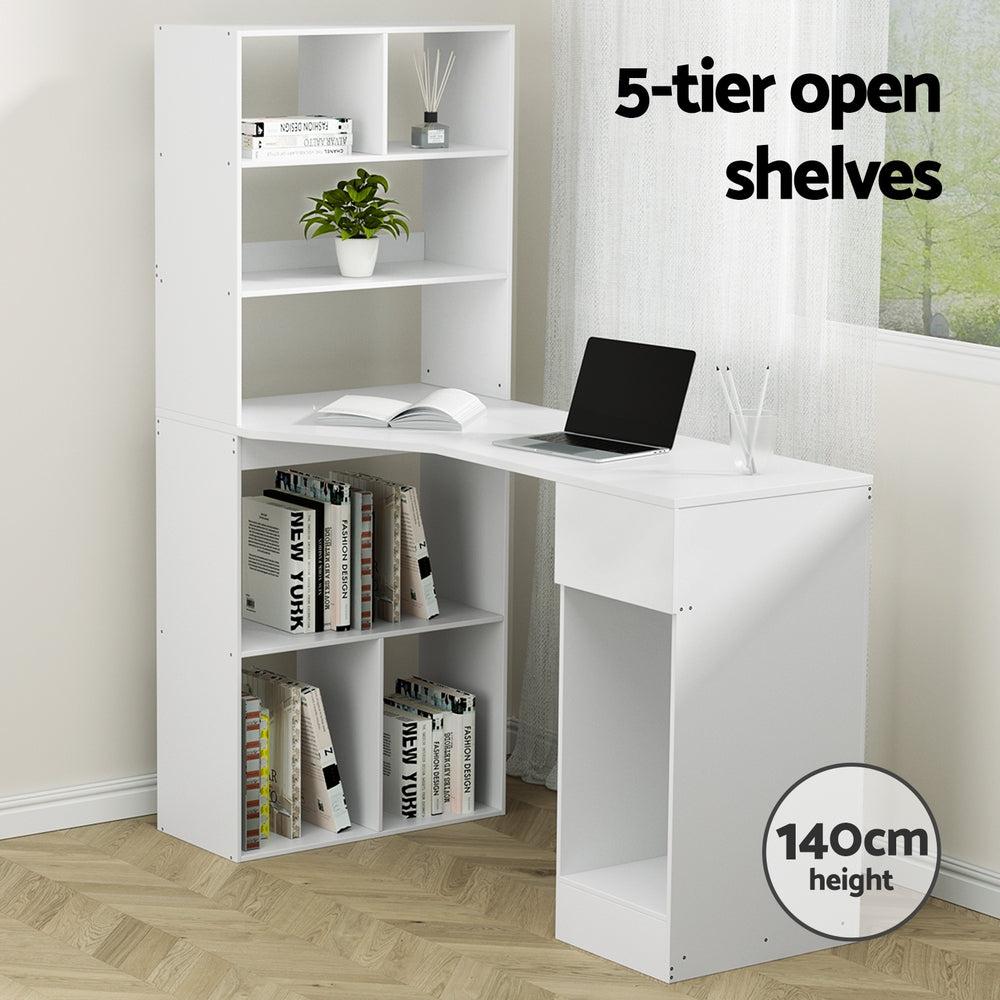 Artiss 120cm White Computer Desk with Bookshelf and Drawer — Allure Home Collections