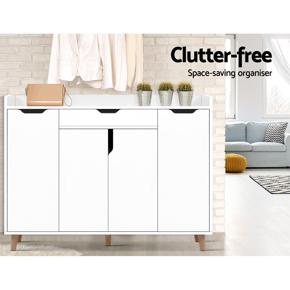 Artiss CISSY 26-Pair Adjustable White Shoe Rack Cabinet — Melamine Finish — Allure Home Collections