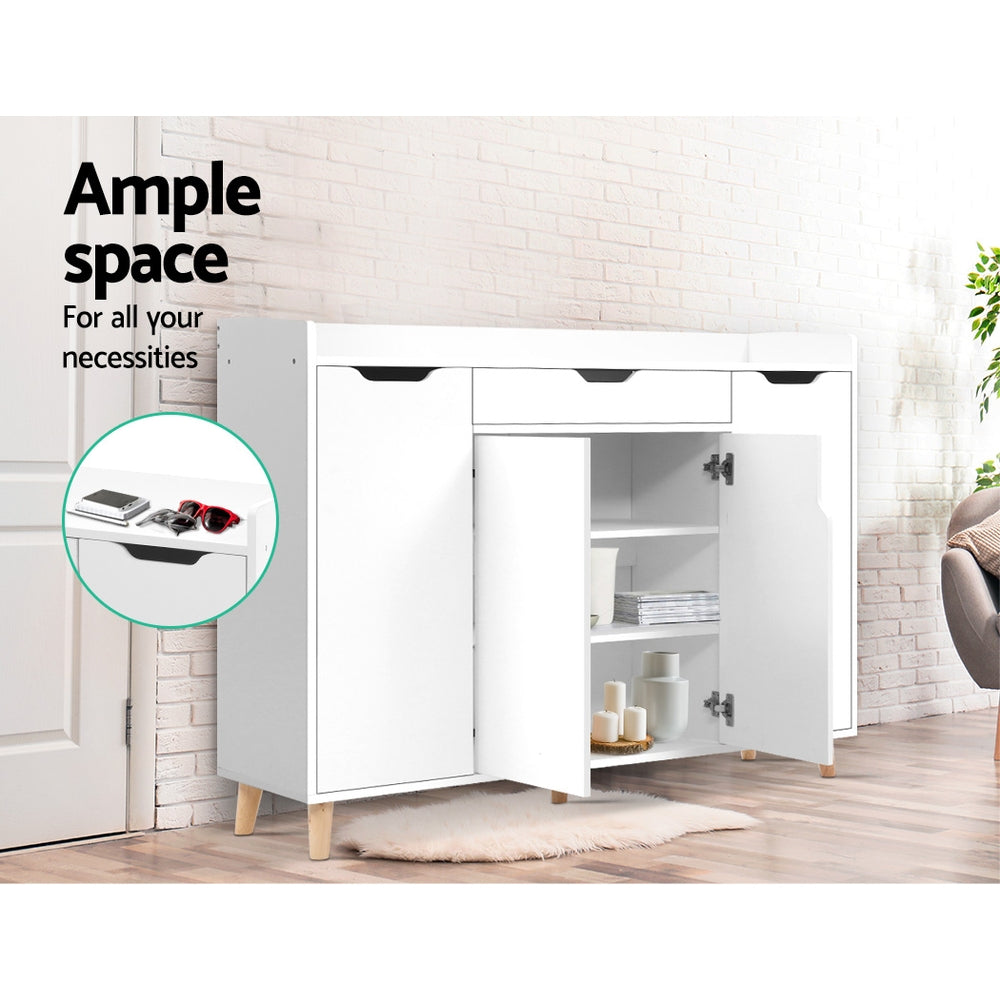 Artiss CISSY 26-Pair Adjustable White Shoe Rack Cabinet — Melamine Finish — Allure Home Collections