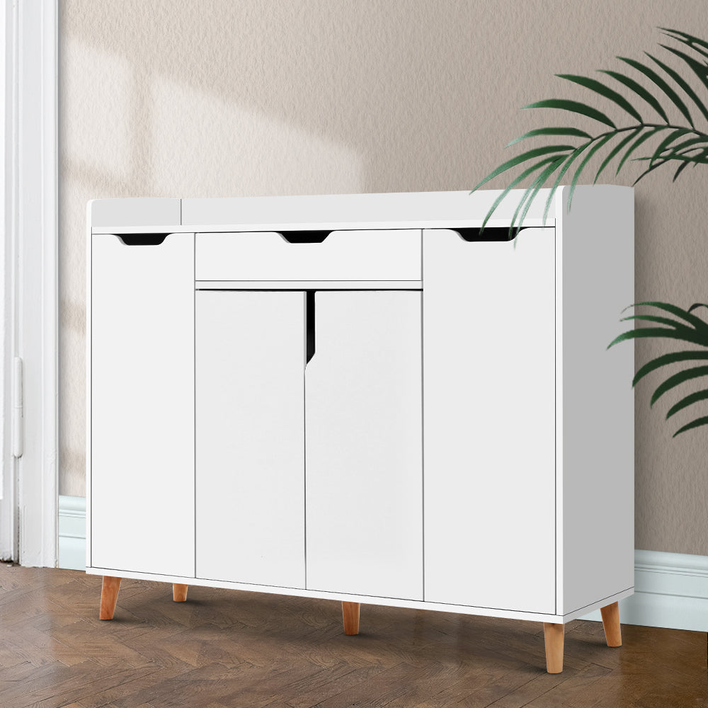 Artiss CISSY 26-Pair Adjustable White Shoe Rack Cabinet — Melamine Finish — Allure Home Collections