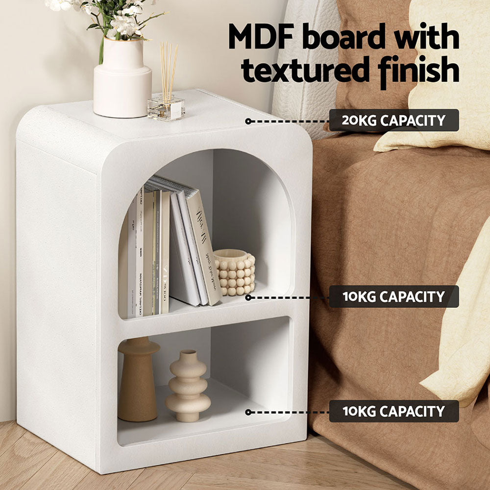 Artiss ARCHED Bedside Table with Shelves in White — Allure Home Collections