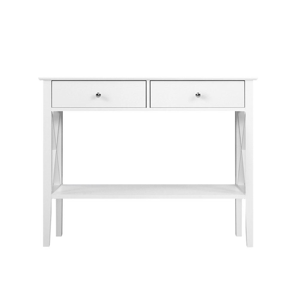 Artiss White Console Table with 2 Drawers — 100cm, Contemporary Hallway Table — Allure Home Collections