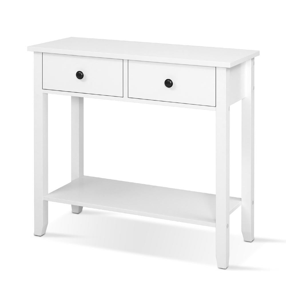 Artiss White Console Table with 2 Drawers — 80cm, Compact Hallway and Entryway — Allure Home Collections