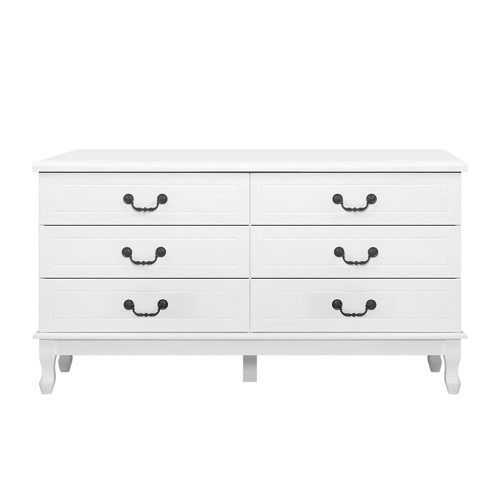 Artiss KUBI 6-Drawer French Provincial Chest of Drawers in White — Allure Home Collections