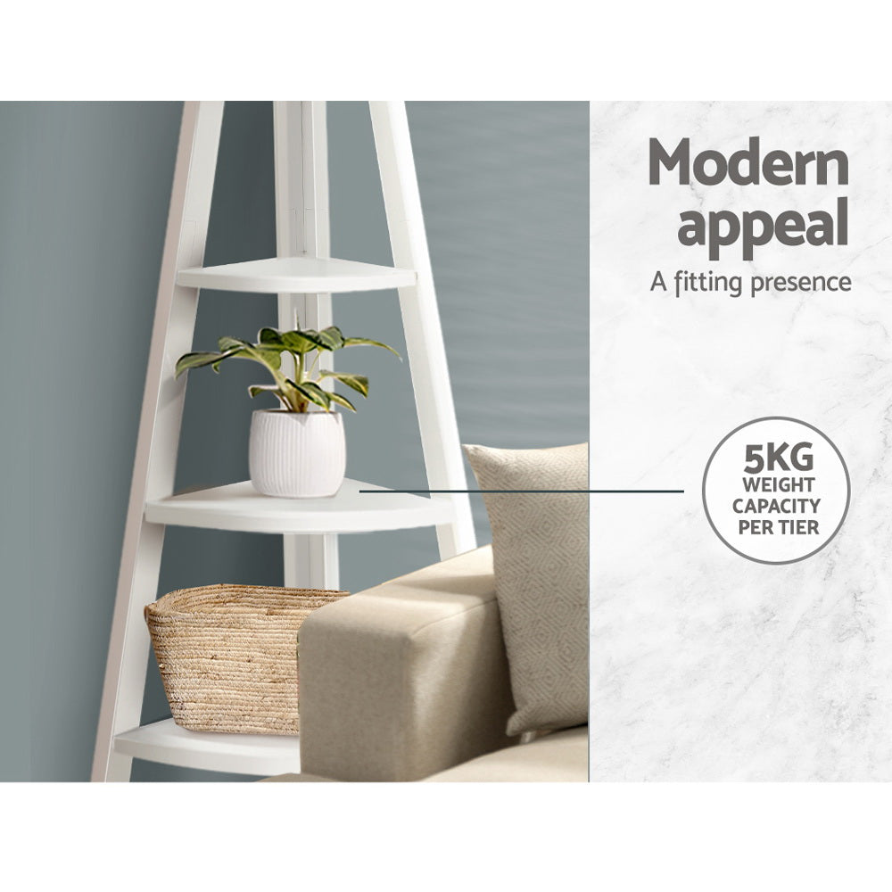 Erindale 5 Tier Corner Bookshelf, White