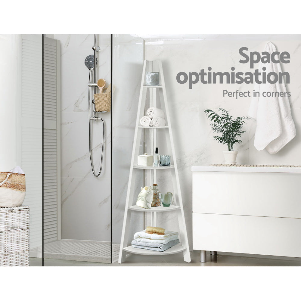 Erindale 5 Tier Corner Bookshelf, White