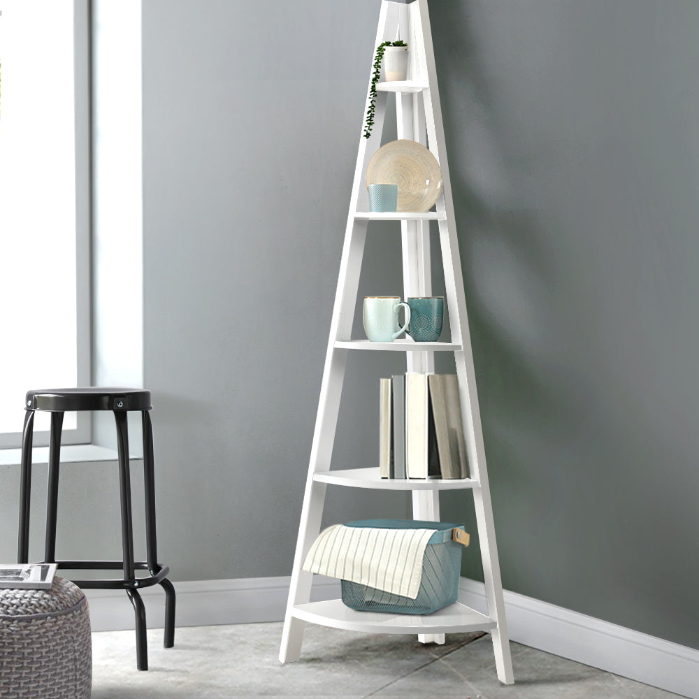 Erindale 5 Tier Corner Bookshelf, White