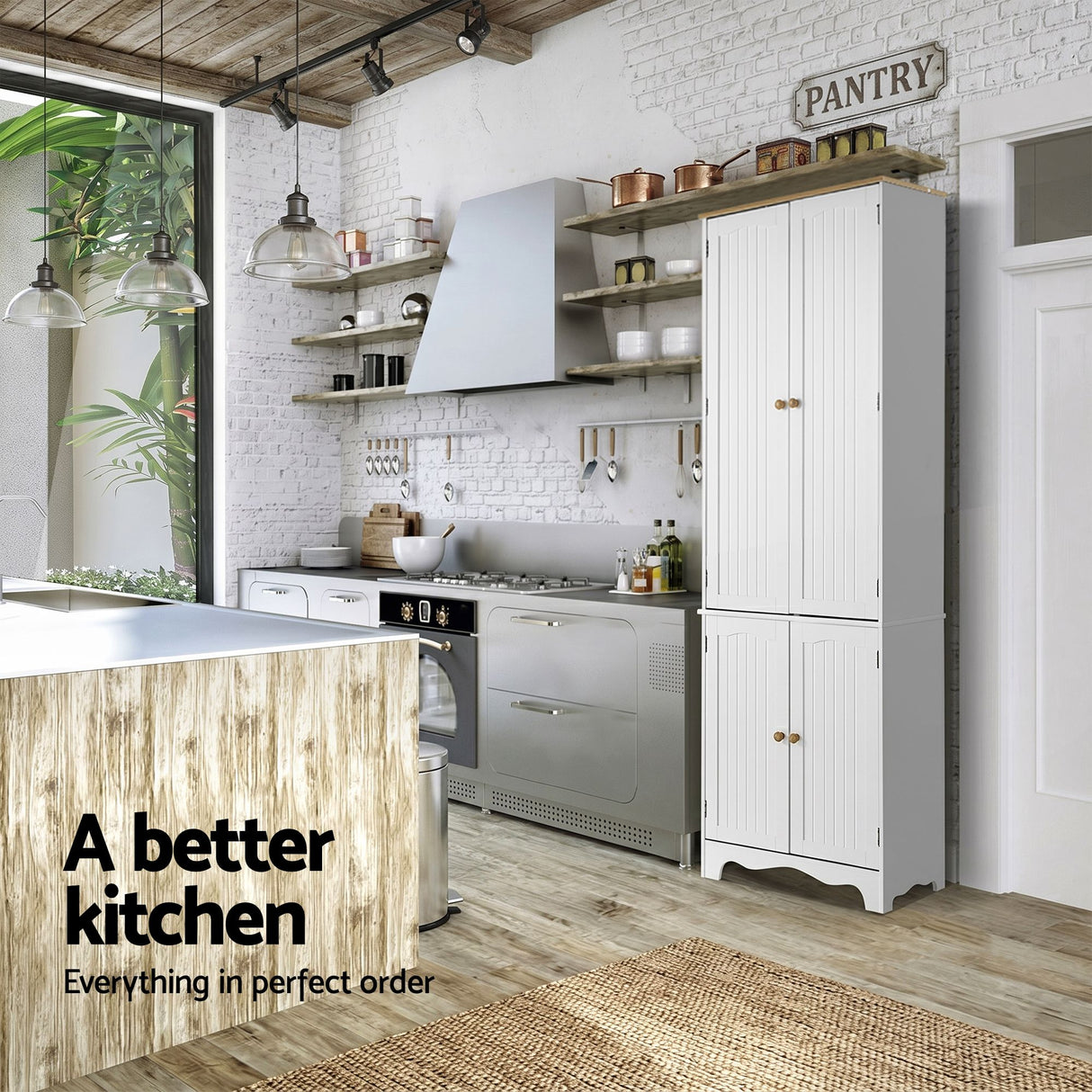 Taylorville 4 Door Buffet Sideboard, White 2pcs