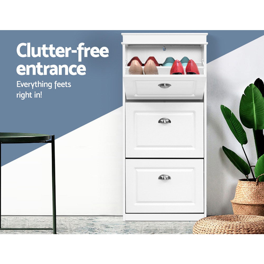 Bellfield 3 Drawer Shoe Cabinet, White image 4