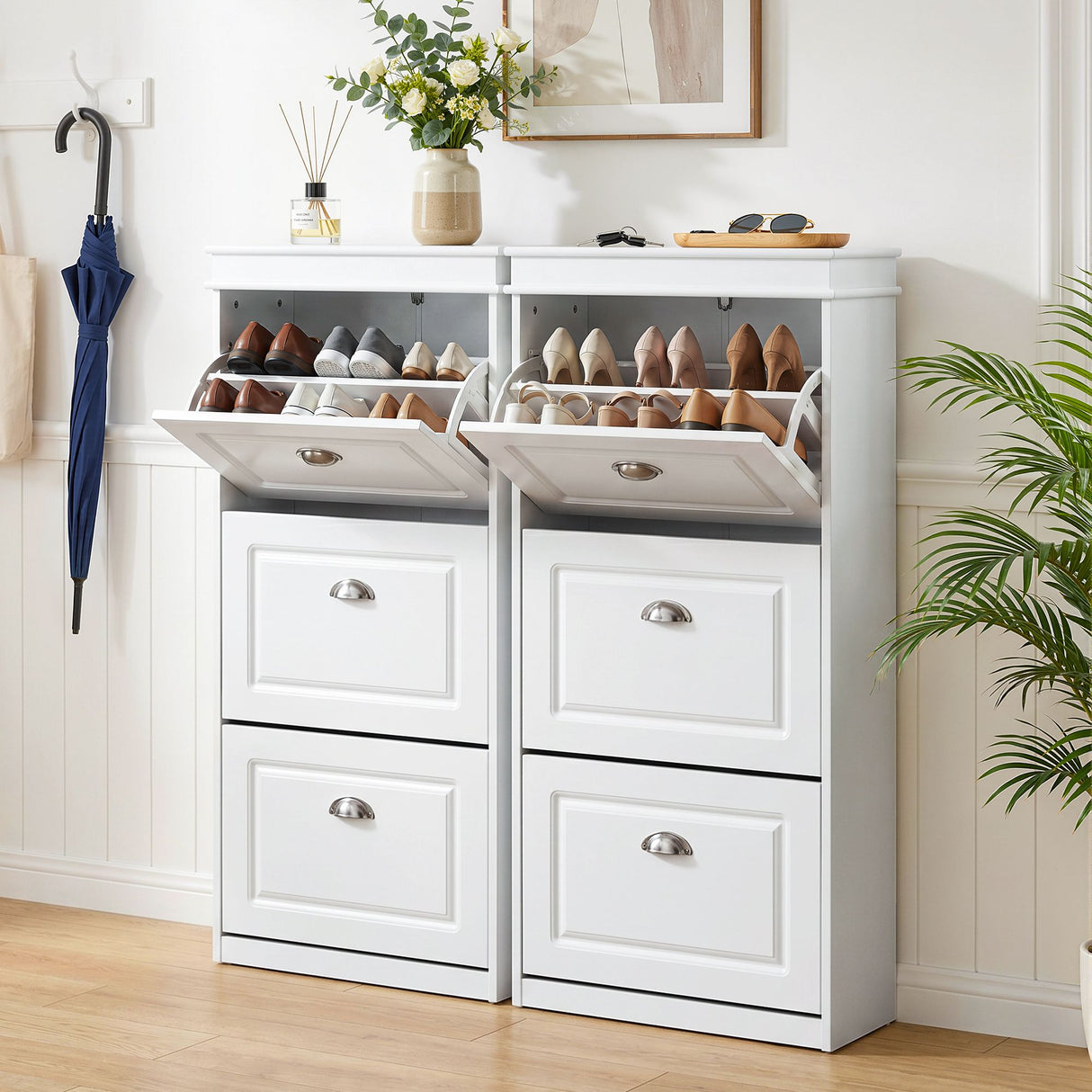 Bellfield 3 Drawer Shoe Cabinet, White 2pcs image 8
