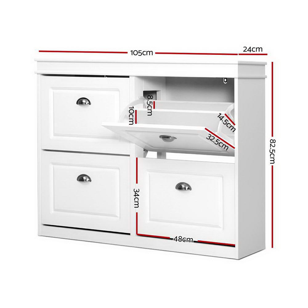 Laharum 4 Tier Shoe Cabinet, White image 3