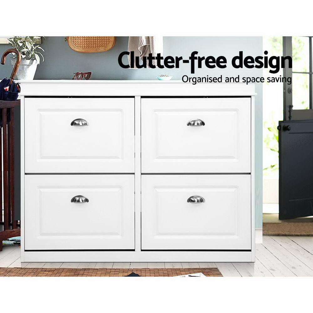 Laharum 4 Tier Shoe Cabinet, White image 4