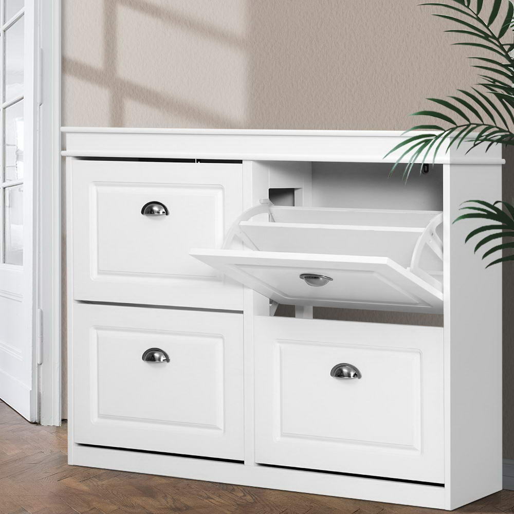 Laharum 4 Tier Shoe Cabinet, White