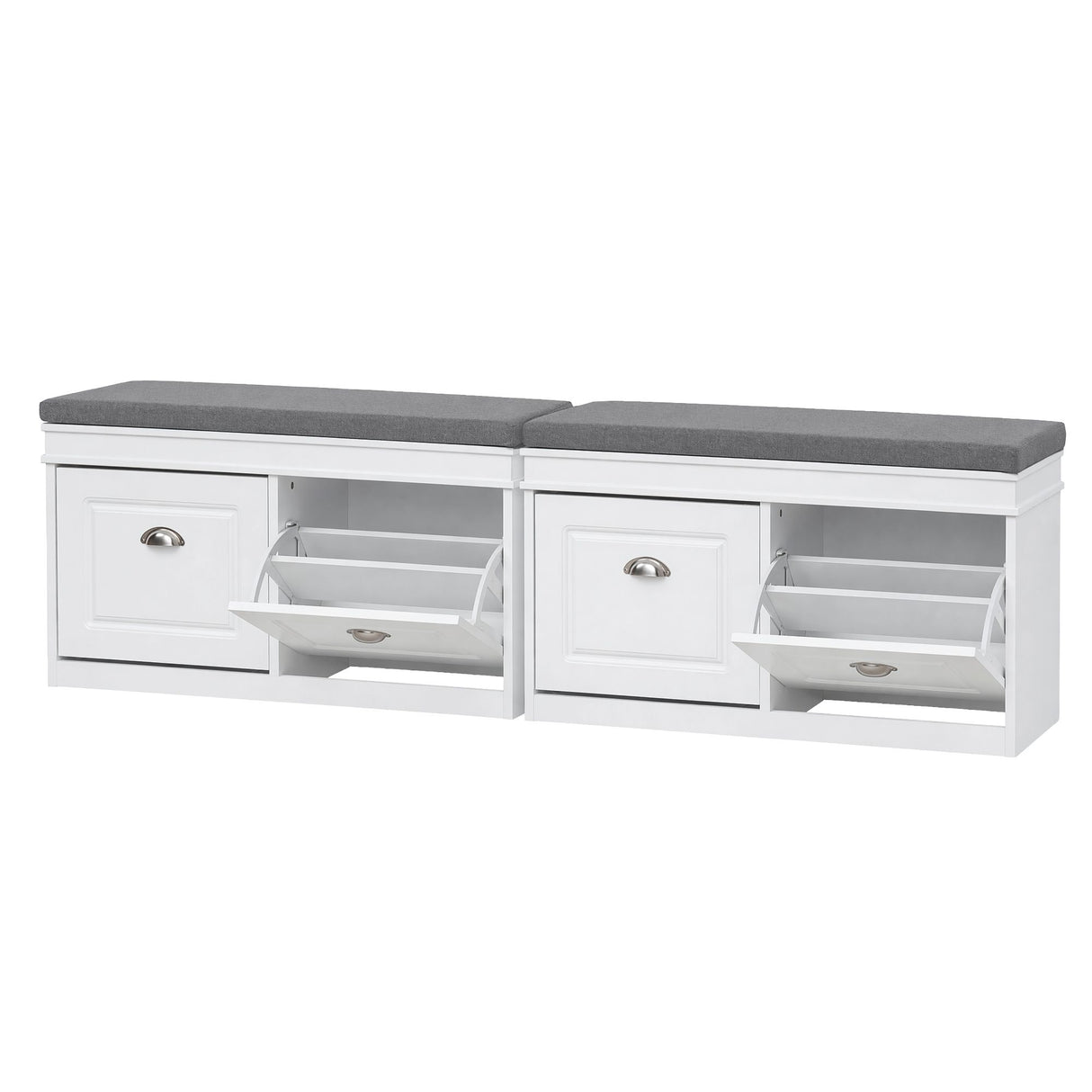 Nerrin Nerrin Flip Drawer Shoe Bench, White 2pcs