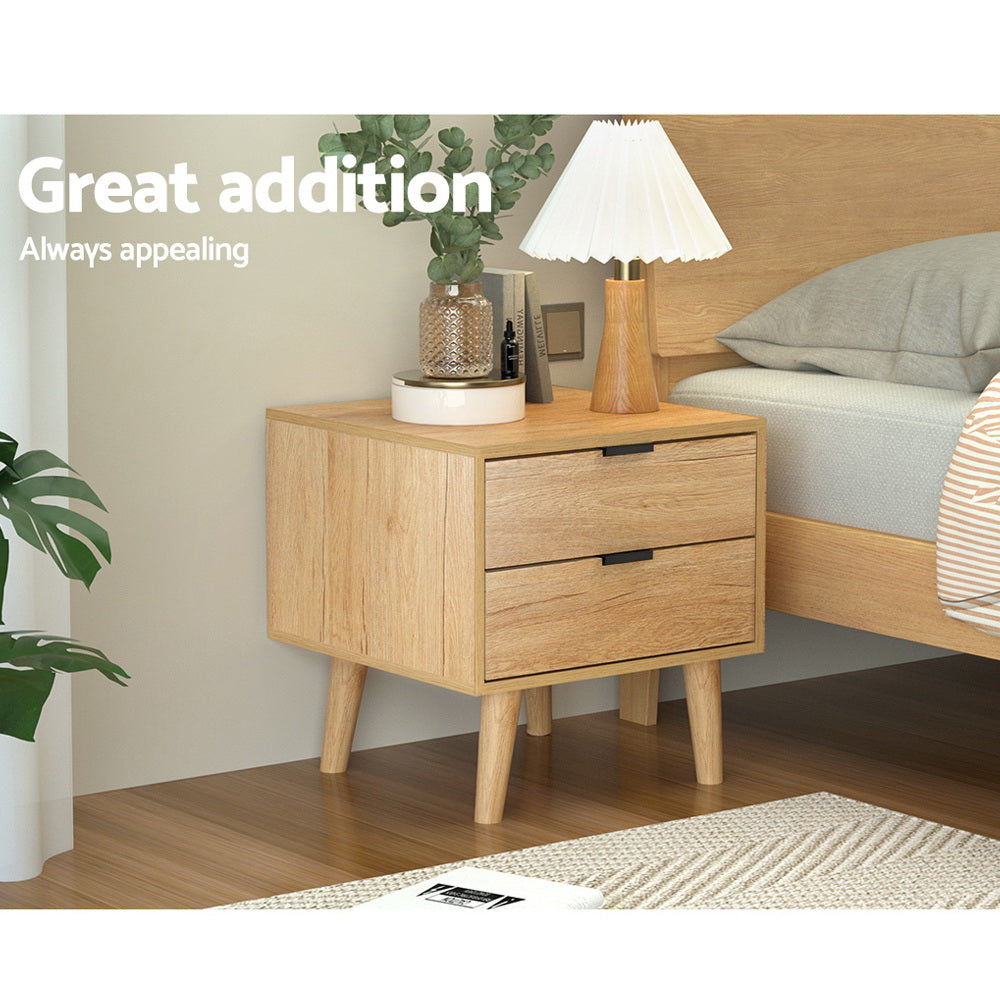 Bonalbo 2 Drawer Bedside Table, Pine