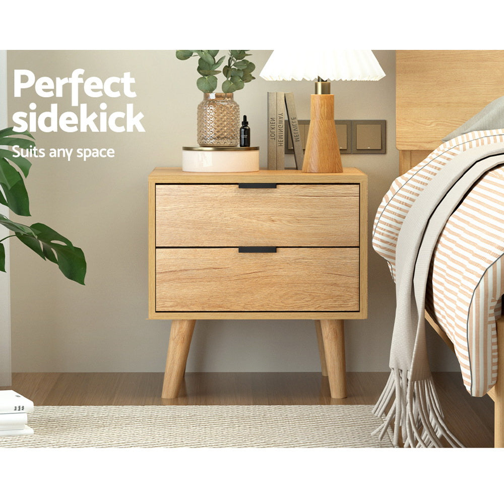 Bonalbo 2 Drawer Bedside Table, Pine