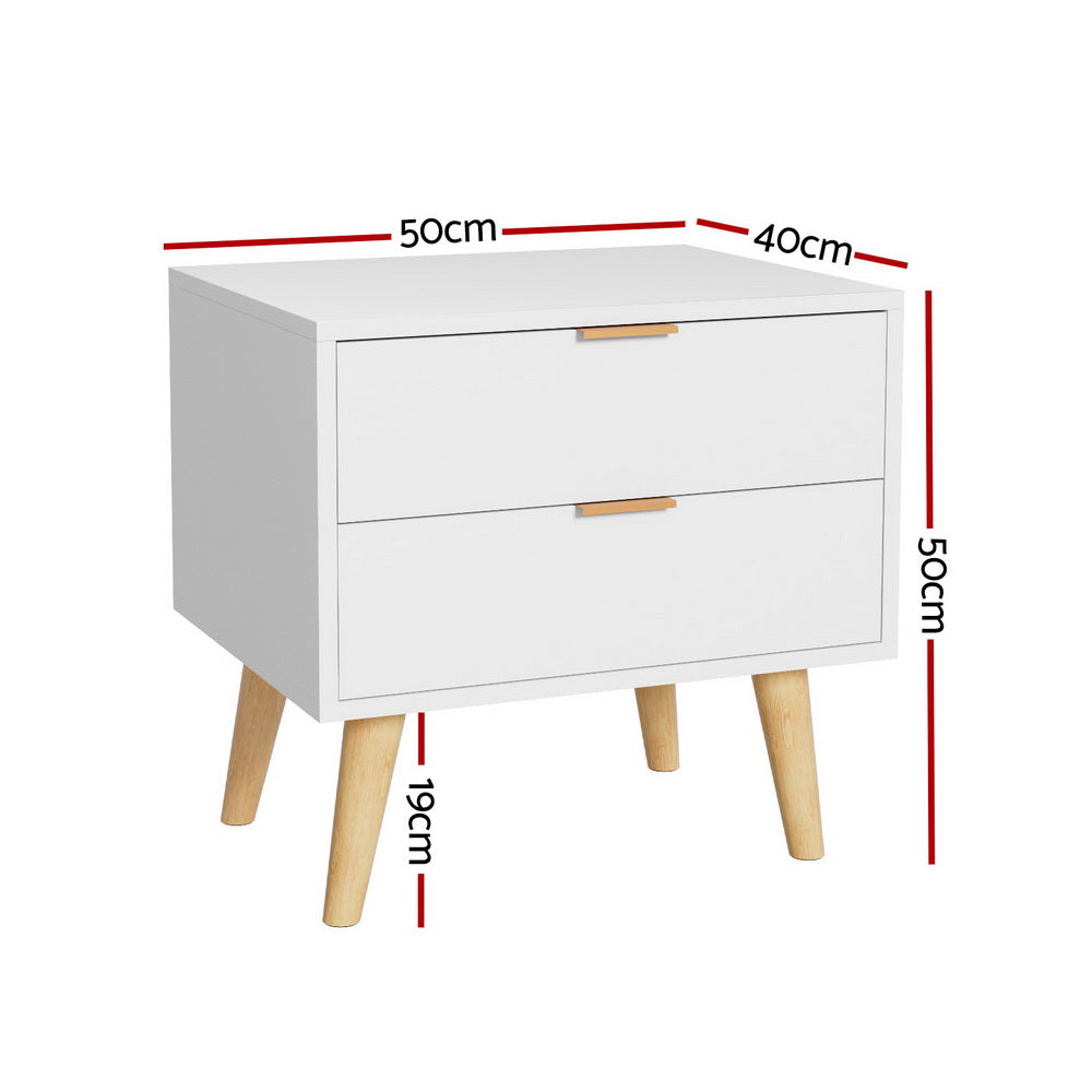 Bonalbo 2 Drawer Bedside Table, White
