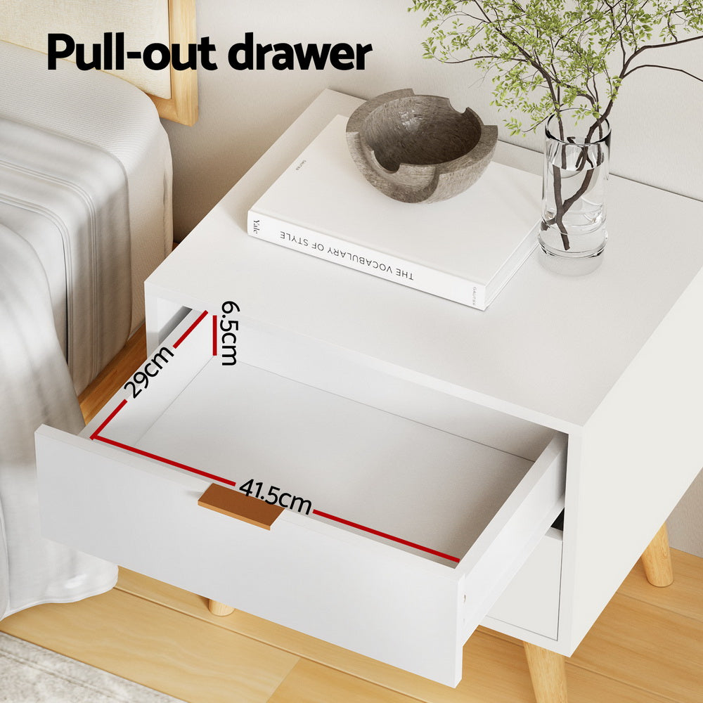 Bonalbo 2 Drawer Bedside Table, White