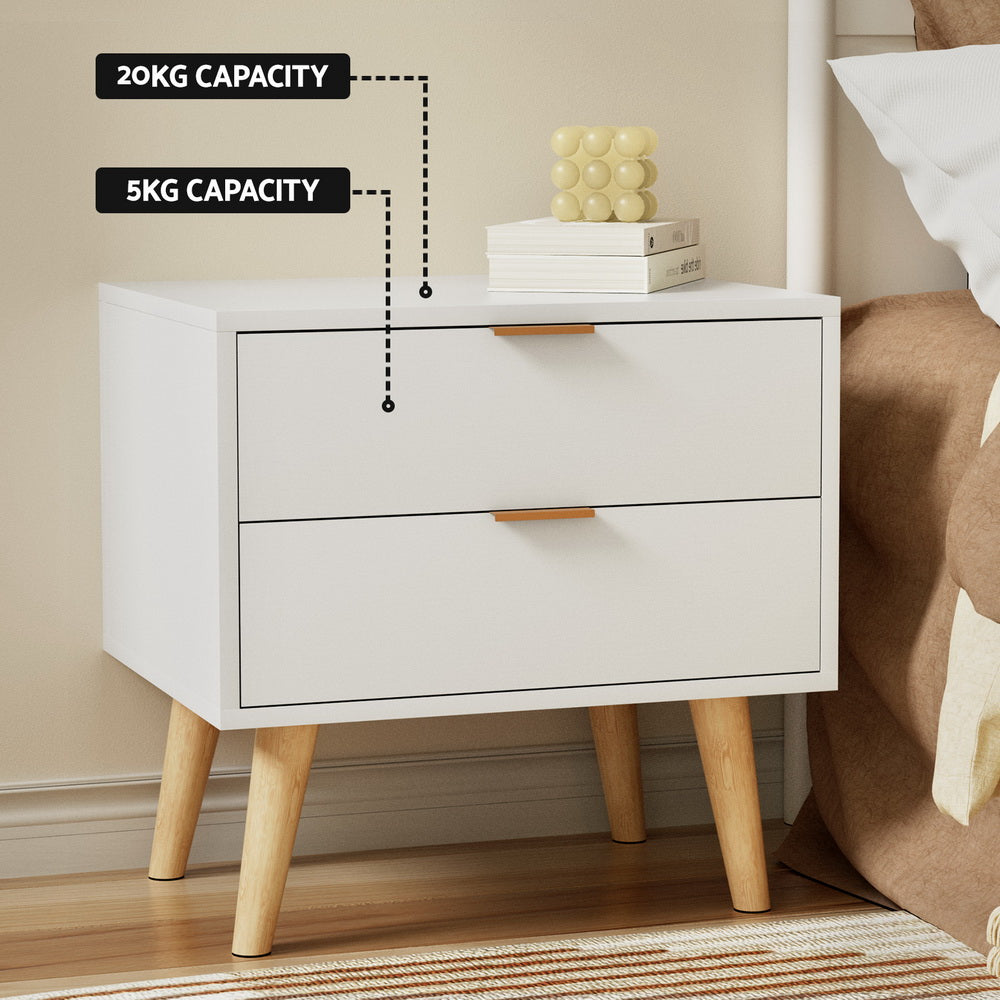 Bonalbo 2 Drawer Bedside Table, White
