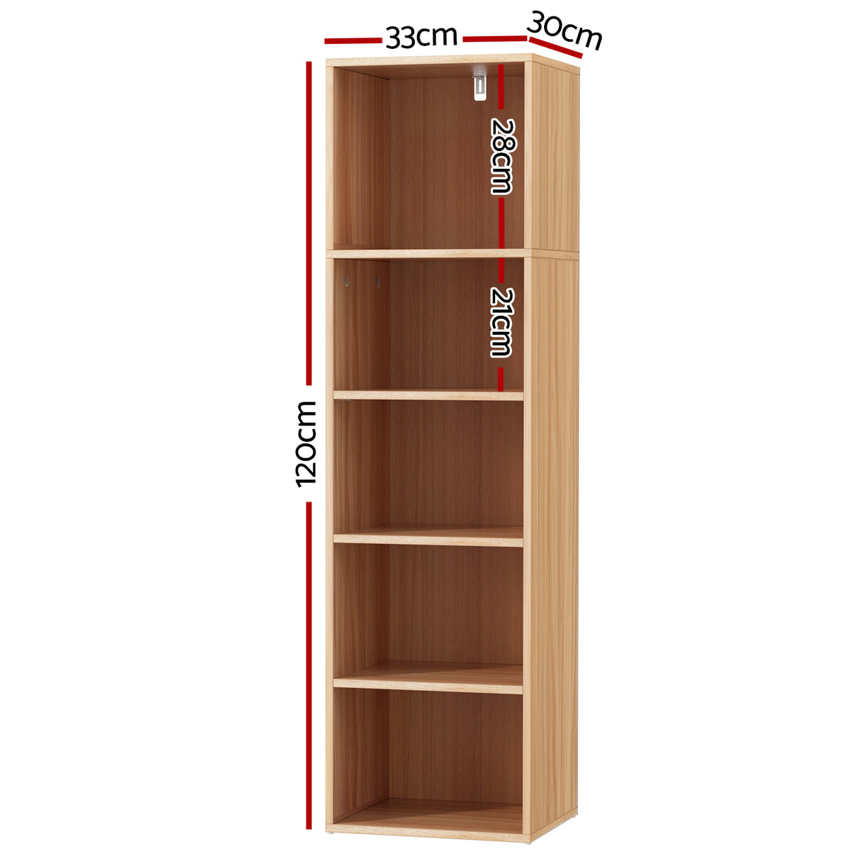 Mitcham 5 Tier Bookshelf, Pine