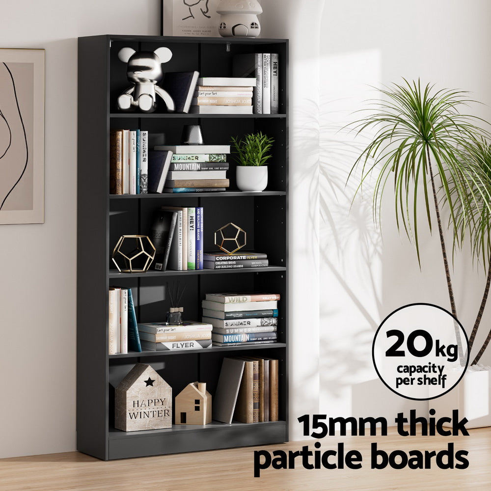 Artiss ANTON 5-Tier Bookshelf in Black