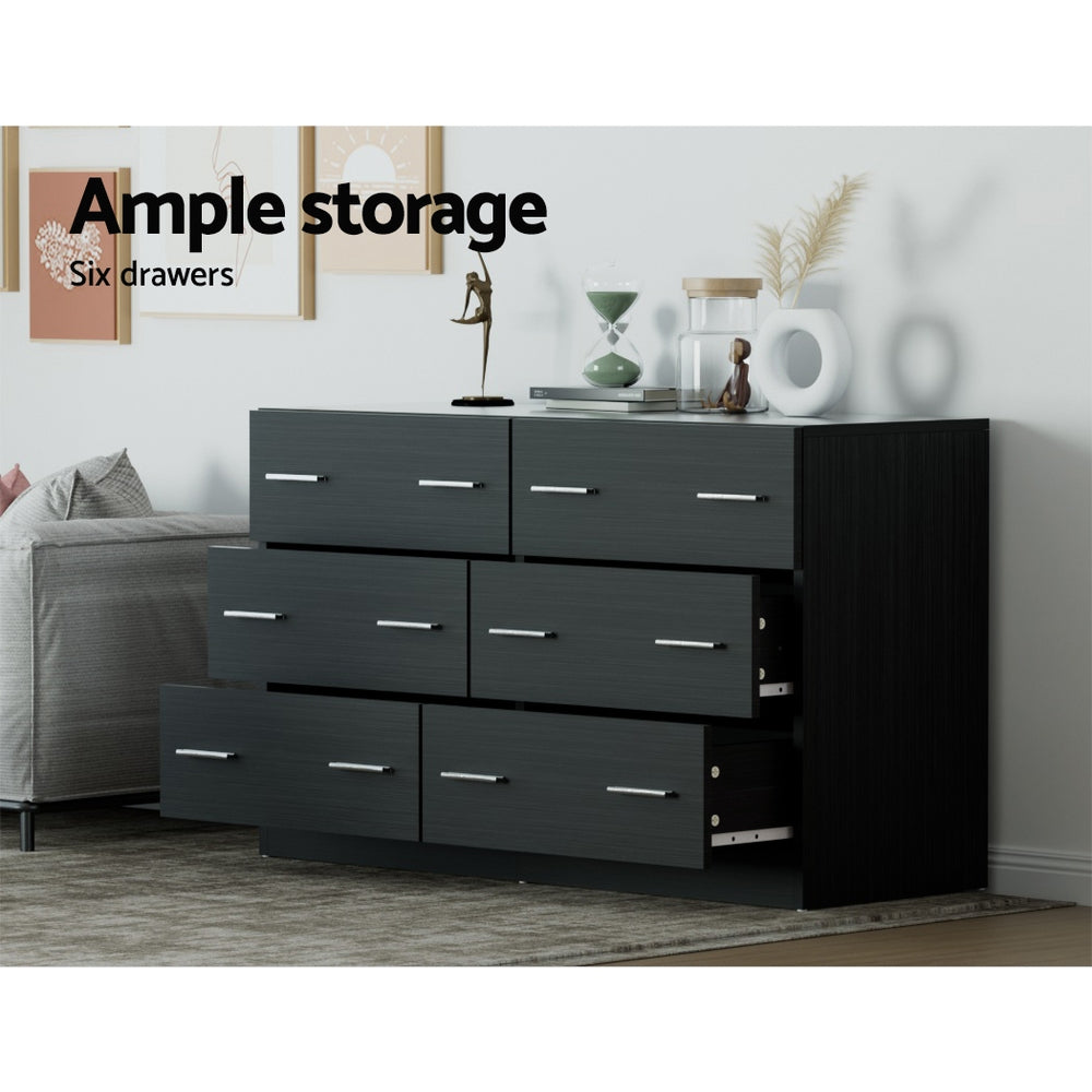 Thirlmere 6 Drawer Lowboy, Black