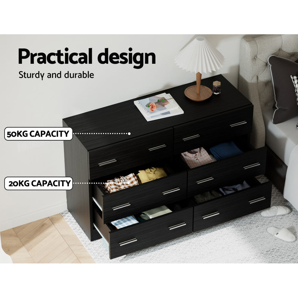 Thirlmere 6 Drawer Lowboy, Black