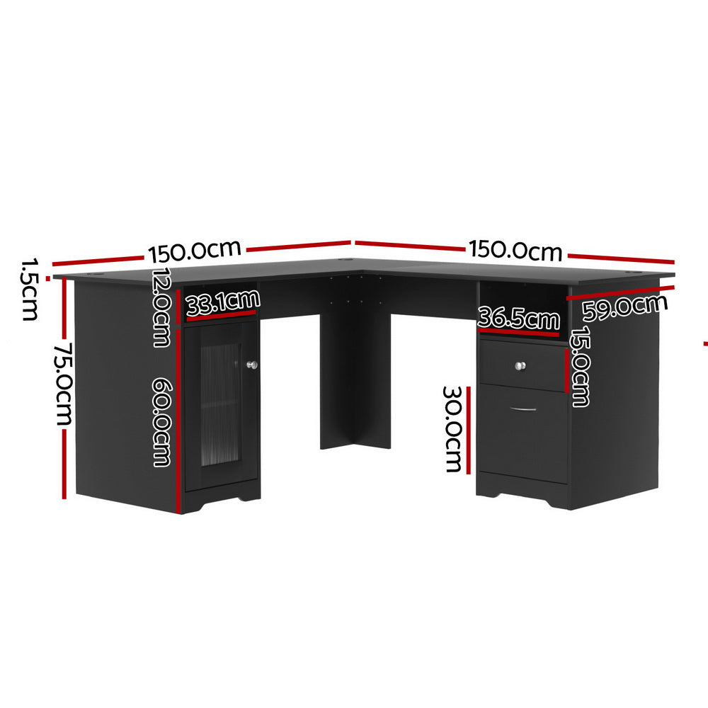 Bruce Corner Desk, Black 150cm