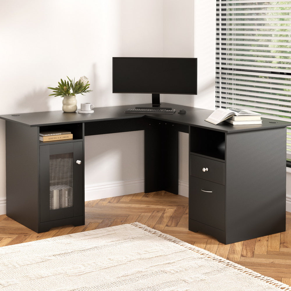 Bruce Corner Desk, Black 150cm