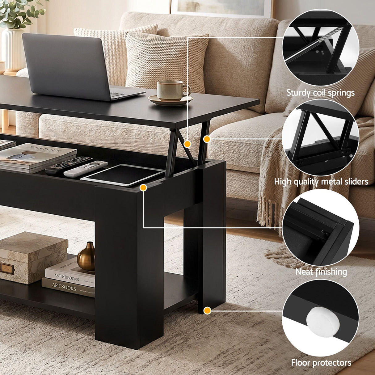 Yarra Glen TV Unit and Coffee Table Set, Black