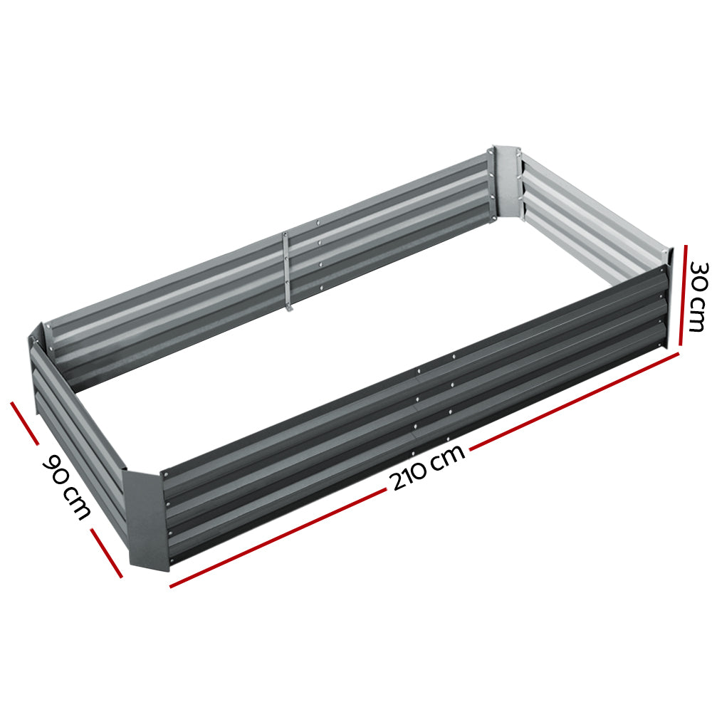 Green Fingers Raised Garden Bed — 210 x 90cm Galvanised Steel — Allure Home Collections