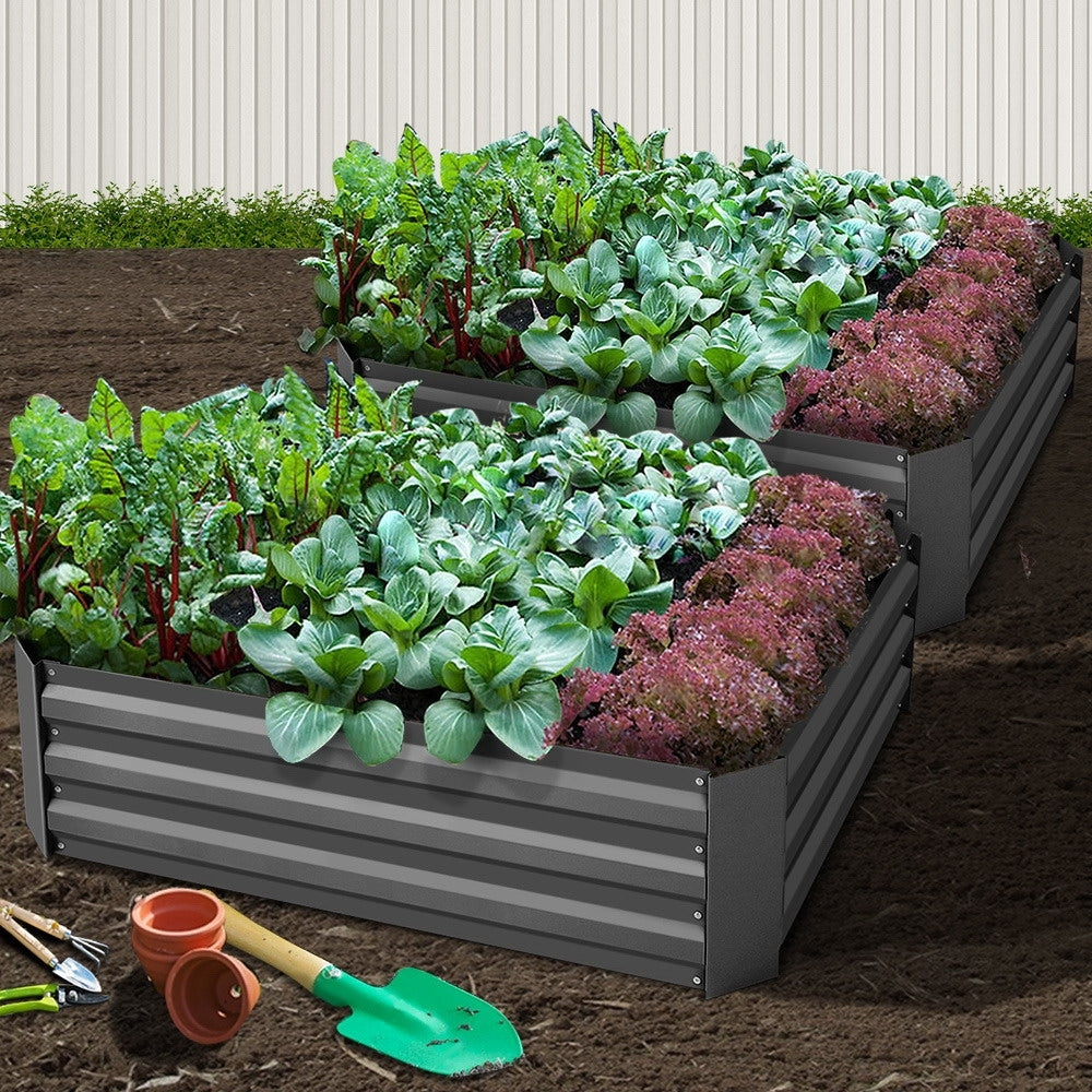 Green Fingers Raised Garden Beds — Pack of 2, 120 x 90cm Galvanised Steel — Allure Home Collections