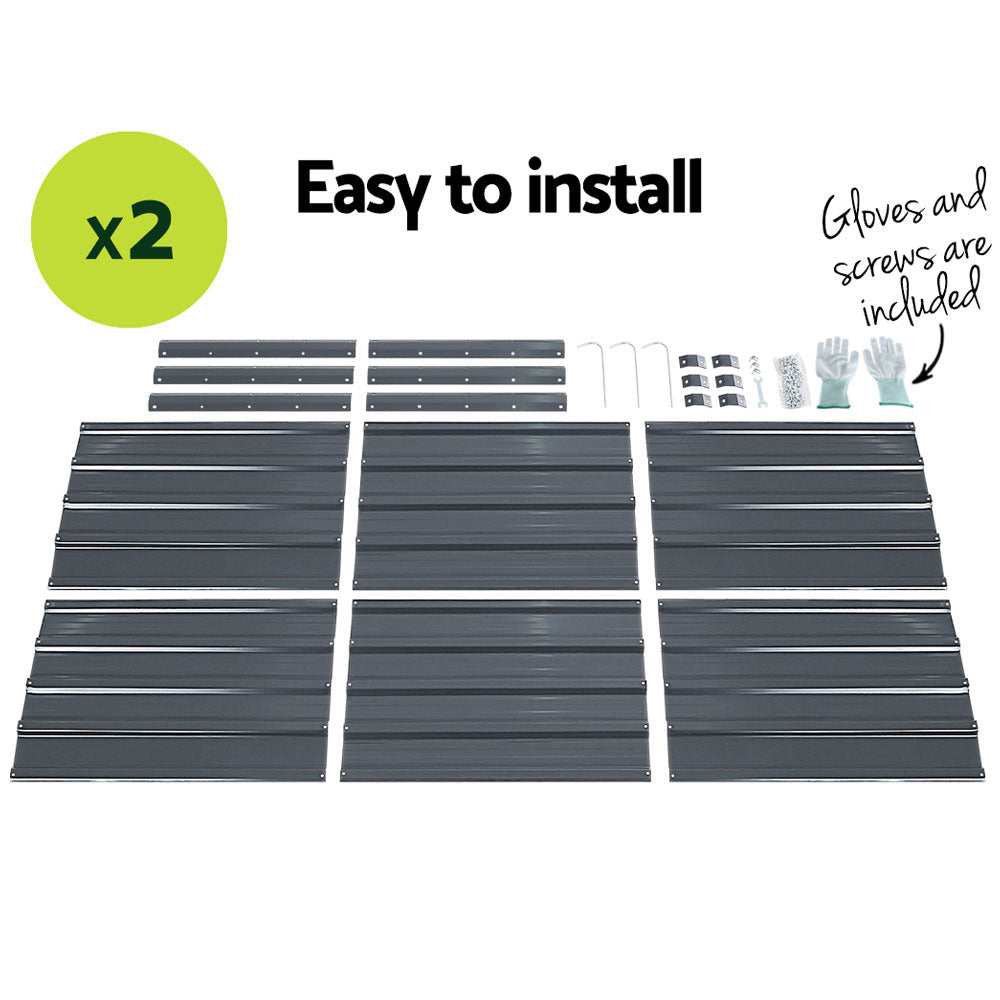 Green Fingers Square Raised Garden Beds — Pack of 2, 130 x 130 x 46cm Galvanised — Allure Home Collections