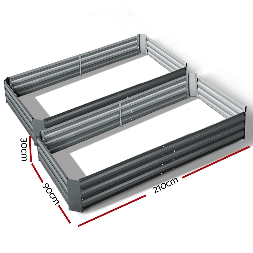 Green Fingers Raised Garden Beds — Pack of 2, 210 x 90cm Galvanised Steel — Allure Home Collections