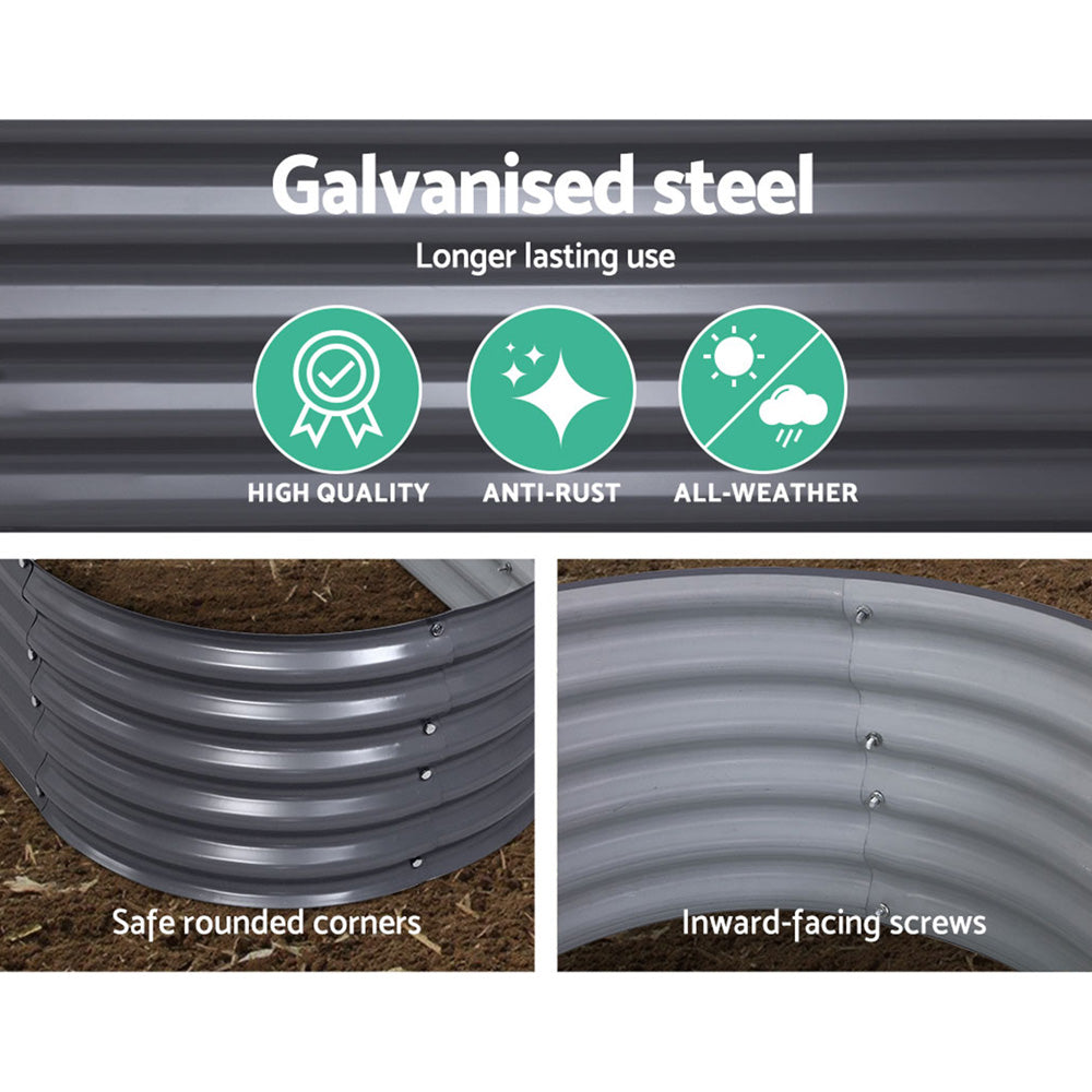 Green Fingers Oval Raised Garden Bed — 160 x 80 x 42cm Galvanised Steel — Allure Home Collections