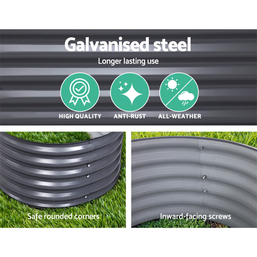 Green Fingers Oval Raised Garden Beds — Pack of 2, 160 x 80 x 42cm Galvanised — Allure Home Collections