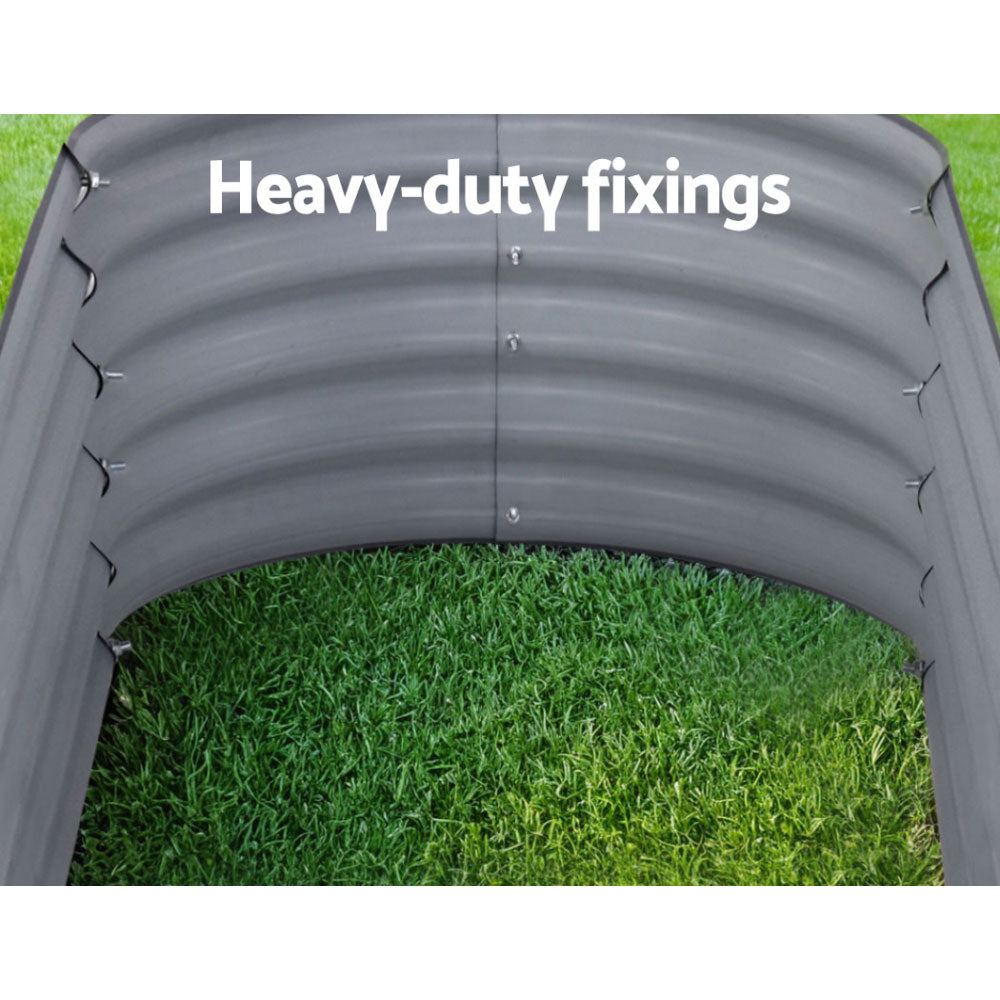 Green Fingers Oval Raised Garden Beds — Pack of 2, 160 x 80 x 42cm Galvanised — Allure Home Collections