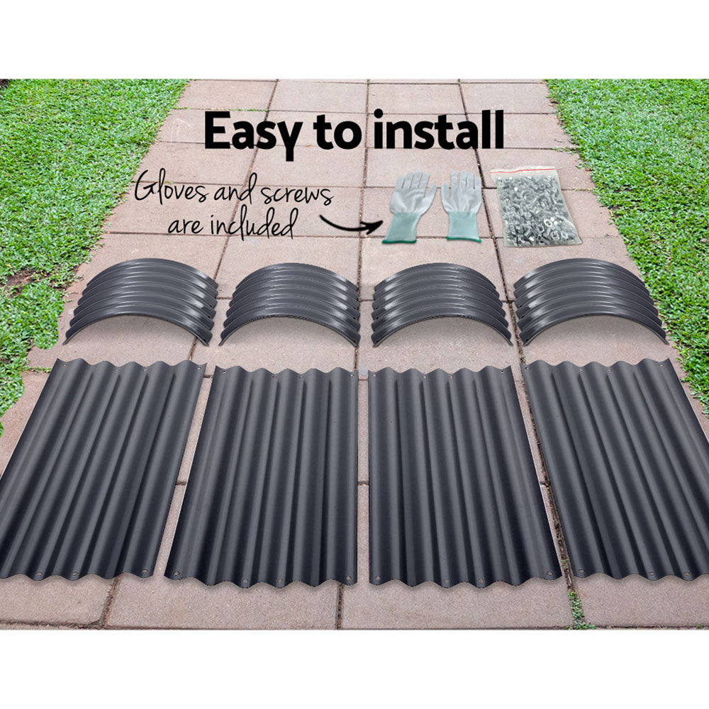 Green Fingers Oval Raised Garden Beds — Pack of 2, 160 x 80 x 42cm Galvanised — Allure Home Collections