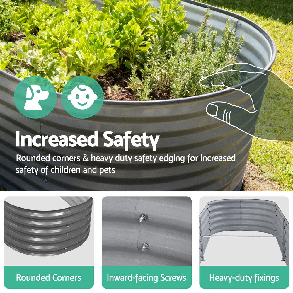 Green Fingers Oval Raised Garden Bed — 320 x 80 x 42cm Galvanised Steel — Allure Home Collections