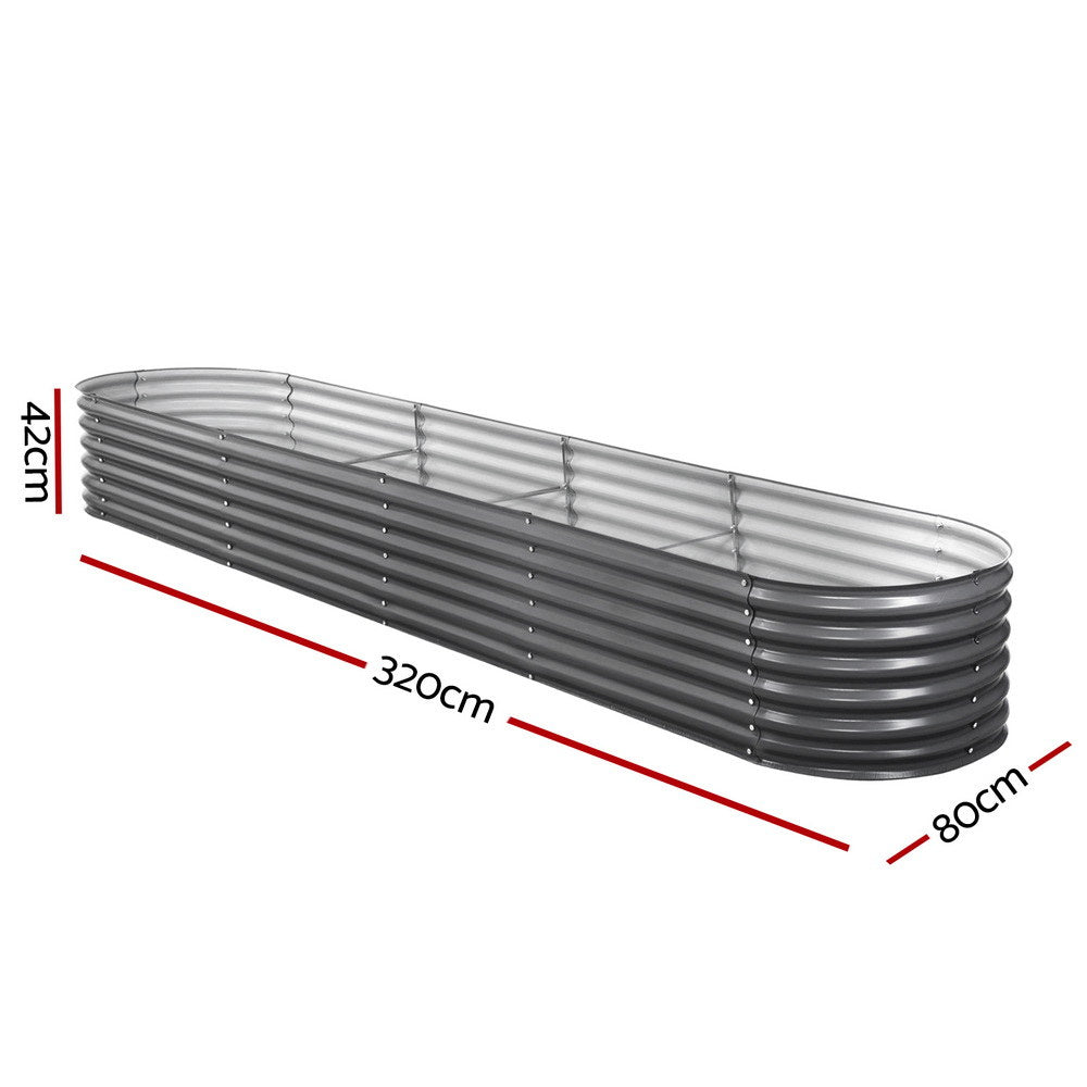 Green Fingers Oval Raised Garden Bed — 320 x 80 x 42cm Galvanised Steel — Allure Home Collections