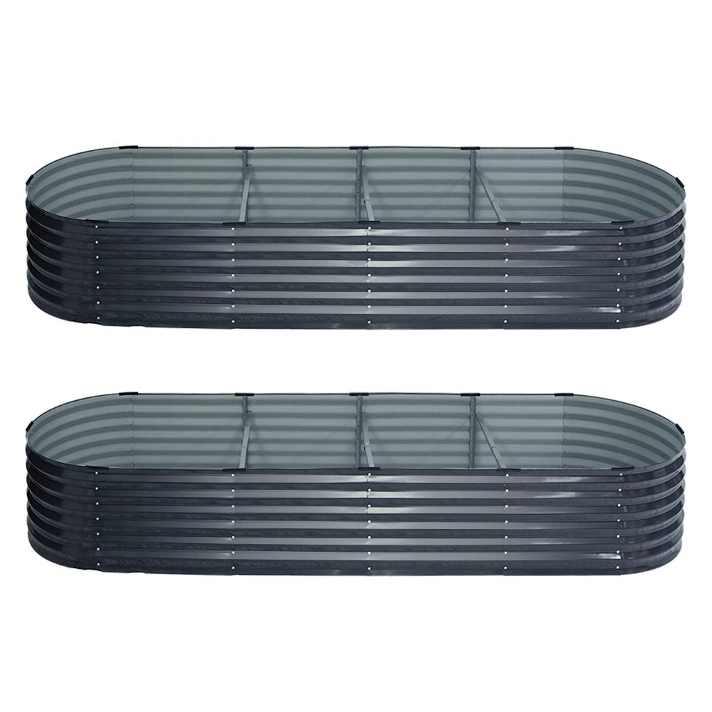 Green Fingers Oval Raised Garden Beds — Pack of 2, 320 x 80 x 42cm Galvanised — Allure Home Collections
